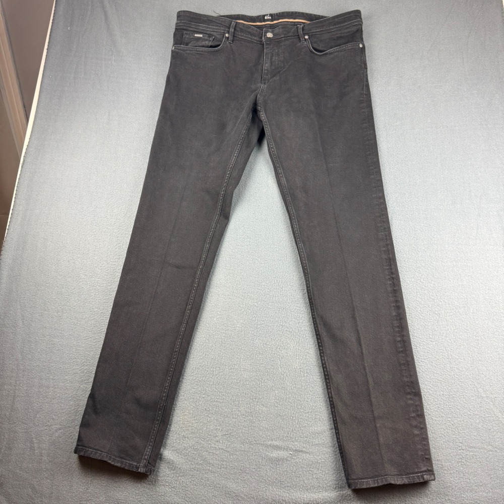 Hugo Boss Jeans Men's 38x34 Black Candiani Stretch Straight Leg Italy Luxury